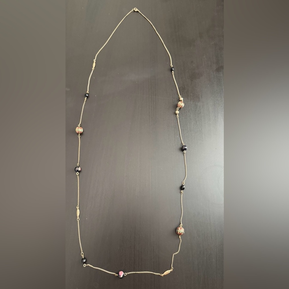 Elegant Gold and Blue Beaded Necklace